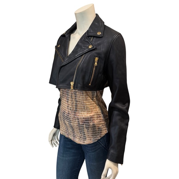 NEW Moschino x H&M Collaboration Cropped Black Leather Moto Jacket - Picture 4 of 14